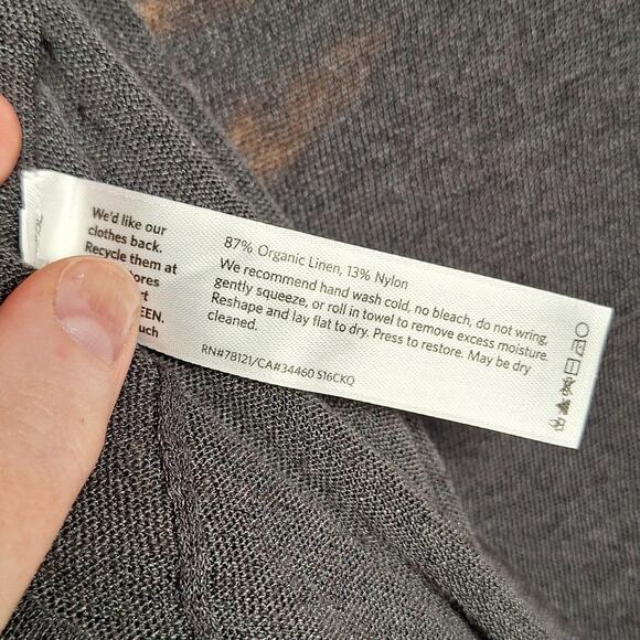 Eileen Fisher Organic linen lightweight knit long-sleeved top 3XL sweater gray - Picture 4 of 6